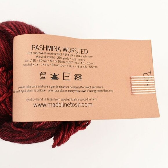 MadelineTosh Pashmina Worsted Yarn SW Merino Silk Cashmere 210 Yds Tart Colorway - Picture 3 of 3